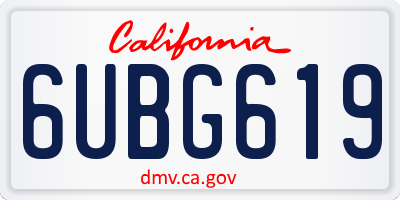 CA license plate 6UBG619