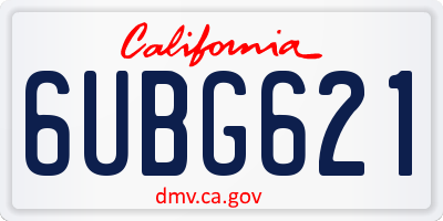 CA license plate 6UBG621