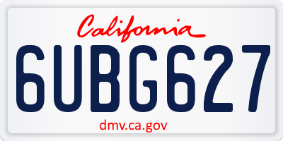 CA license plate 6UBG627