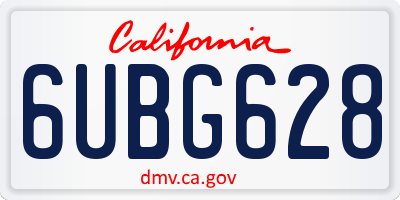 CA license plate 6UBG628