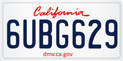 CA license plate 6UBG629