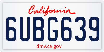 CA license plate 6UBG639