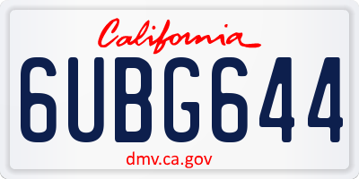 CA license plate 6UBG644