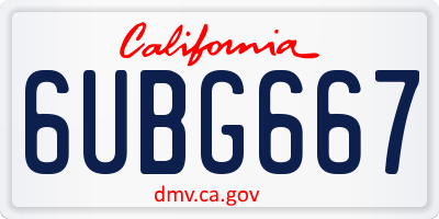 CA license plate 6UBG667