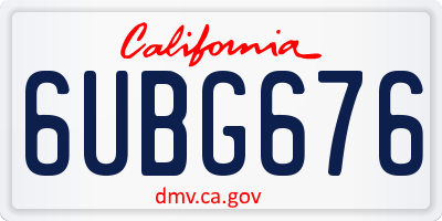 CA license plate 6UBG676