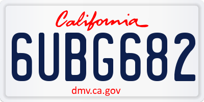 CA license plate 6UBG682