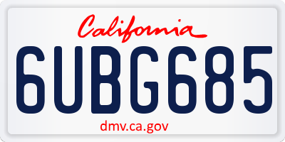 CA license plate 6UBG685