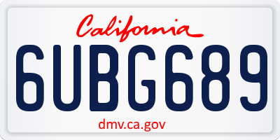 CA license plate 6UBG689