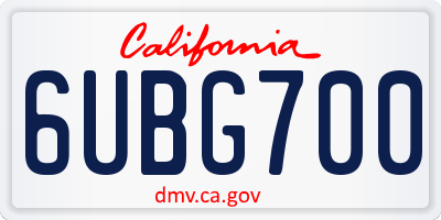 CA license plate 6UBG700