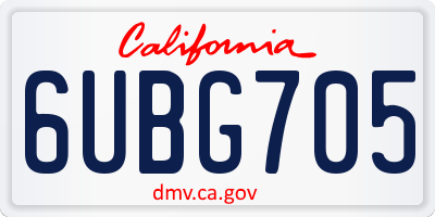 CA license plate 6UBG705