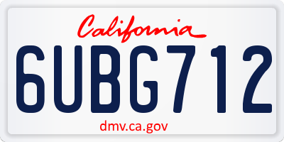 CA license plate 6UBG712