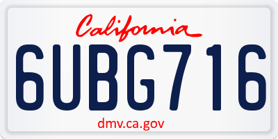 CA license plate 6UBG716