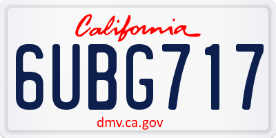 CA license plate 6UBG717