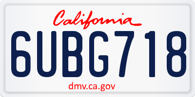 CA license plate 6UBG718