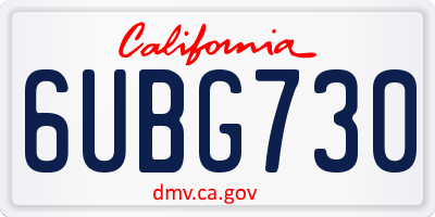 CA license plate 6UBG730