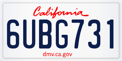 CA license plate 6UBG731