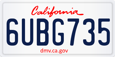 CA license plate 6UBG735