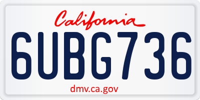 CA license plate 6UBG736