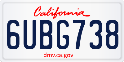 CA license plate 6UBG738