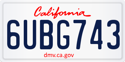 CA license plate 6UBG743
