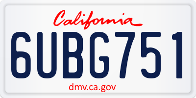 CA license plate 6UBG751