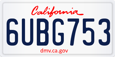 CA license plate 6UBG753