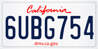 CA license plate 6UBG754