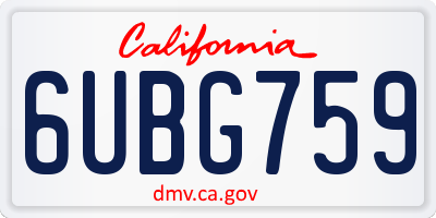 CA license plate 6UBG759