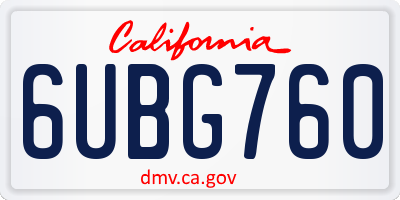 CA license plate 6UBG760