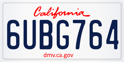 CA license plate 6UBG764