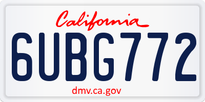 CA license plate 6UBG772
