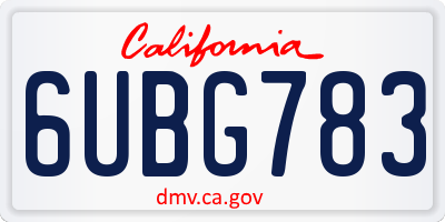 CA license plate 6UBG783
