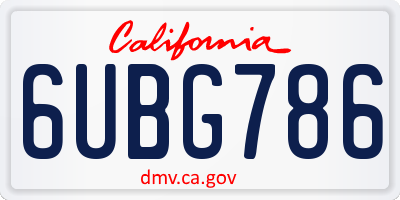 CA license plate 6UBG786