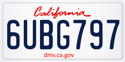 CA license plate 6UBG797