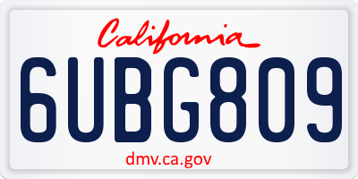 CA license plate 6UBG809