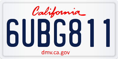 CA license plate 6UBG811