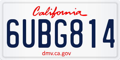 CA license plate 6UBG814