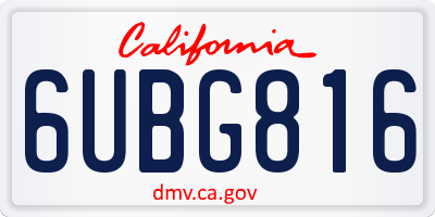 CA license plate 6UBG816