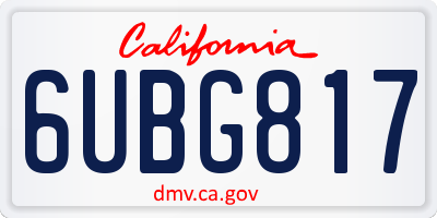 CA license plate 6UBG817