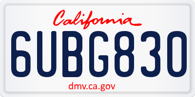 CA license plate 6UBG830