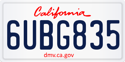 CA license plate 6UBG835