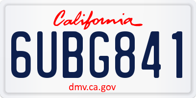 CA license plate 6UBG841