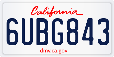 CA license plate 6UBG843