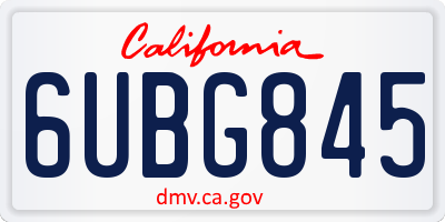CA license plate 6UBG845
