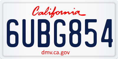 CA license plate 6UBG854