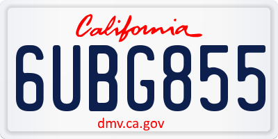 CA license plate 6UBG855