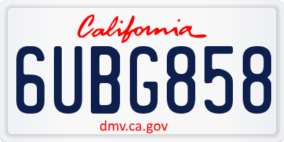 CA license plate 6UBG858