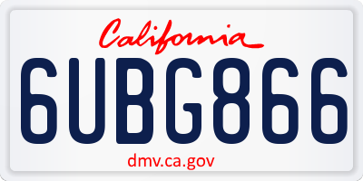 CA license plate 6UBG866