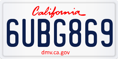 CA license plate 6UBG869