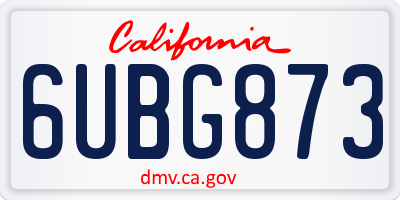 CA license plate 6UBG873